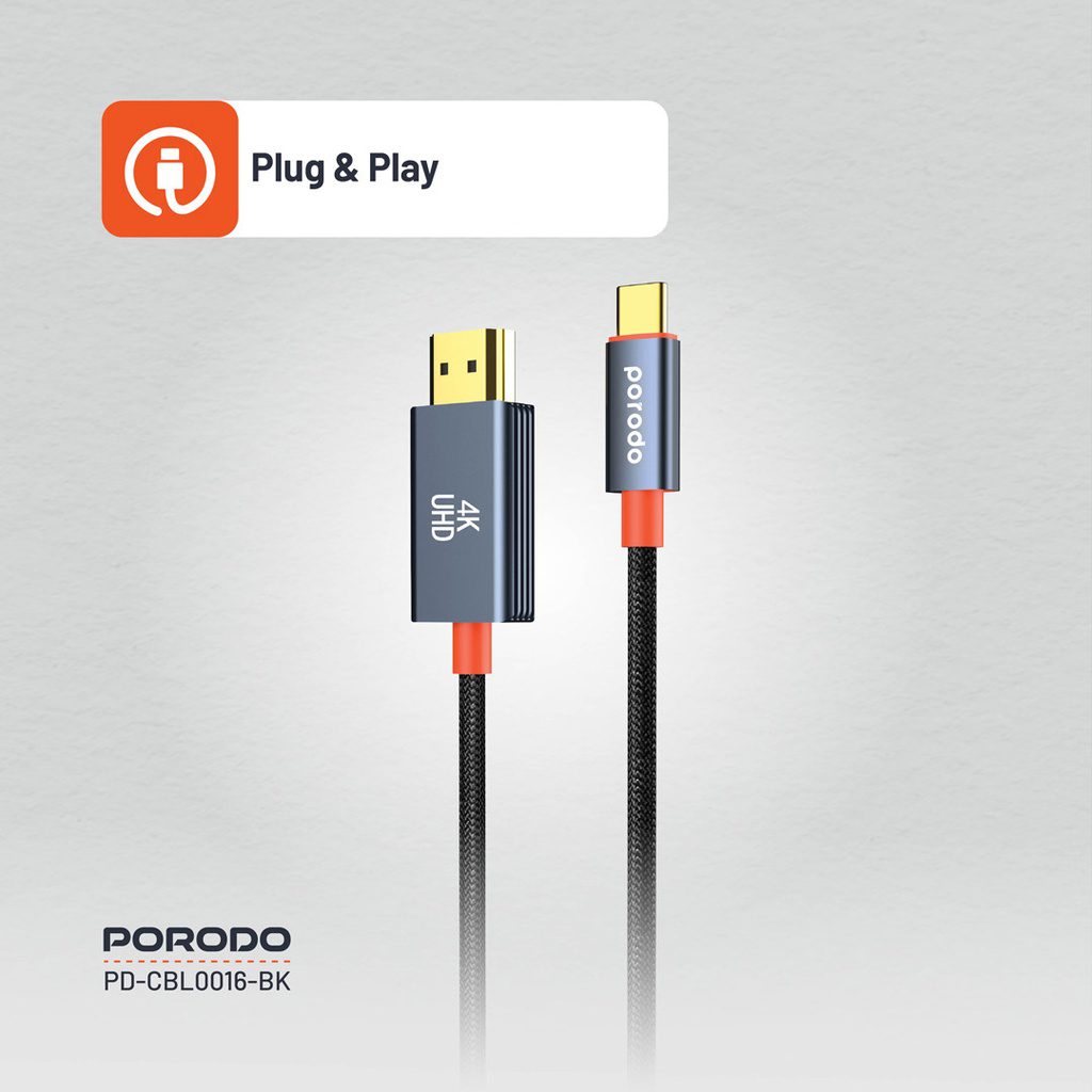 Porodo Woven Cable Type-C to HDMI 5
