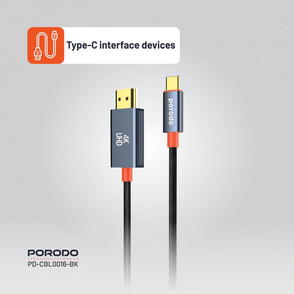 Porodo Woven Cable Type-C to HDMI 7