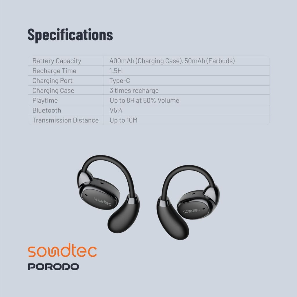 Soundtec By Porodo Aero Tune Open Wearable Earbuds 7