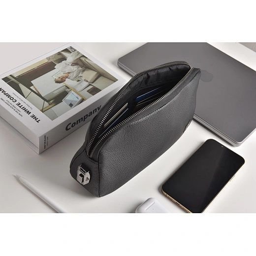 Black Leather Travel Organizer Pouch 3