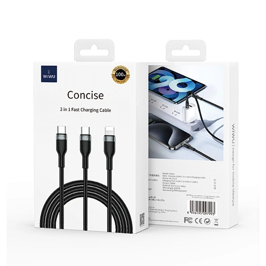 WiWU 3-in-1 USB-C to USB-C & Lightning Charging Cable 4