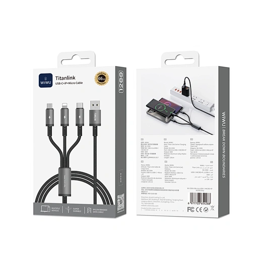 3-in-1 Multi Charging Cable USB to Micro USB, Lightning, USB-C 2