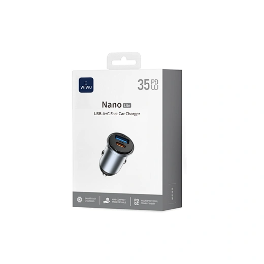 WiWU Wi-CC030 35W Nano Lite A+C Fast Car Charger - Gray 2
